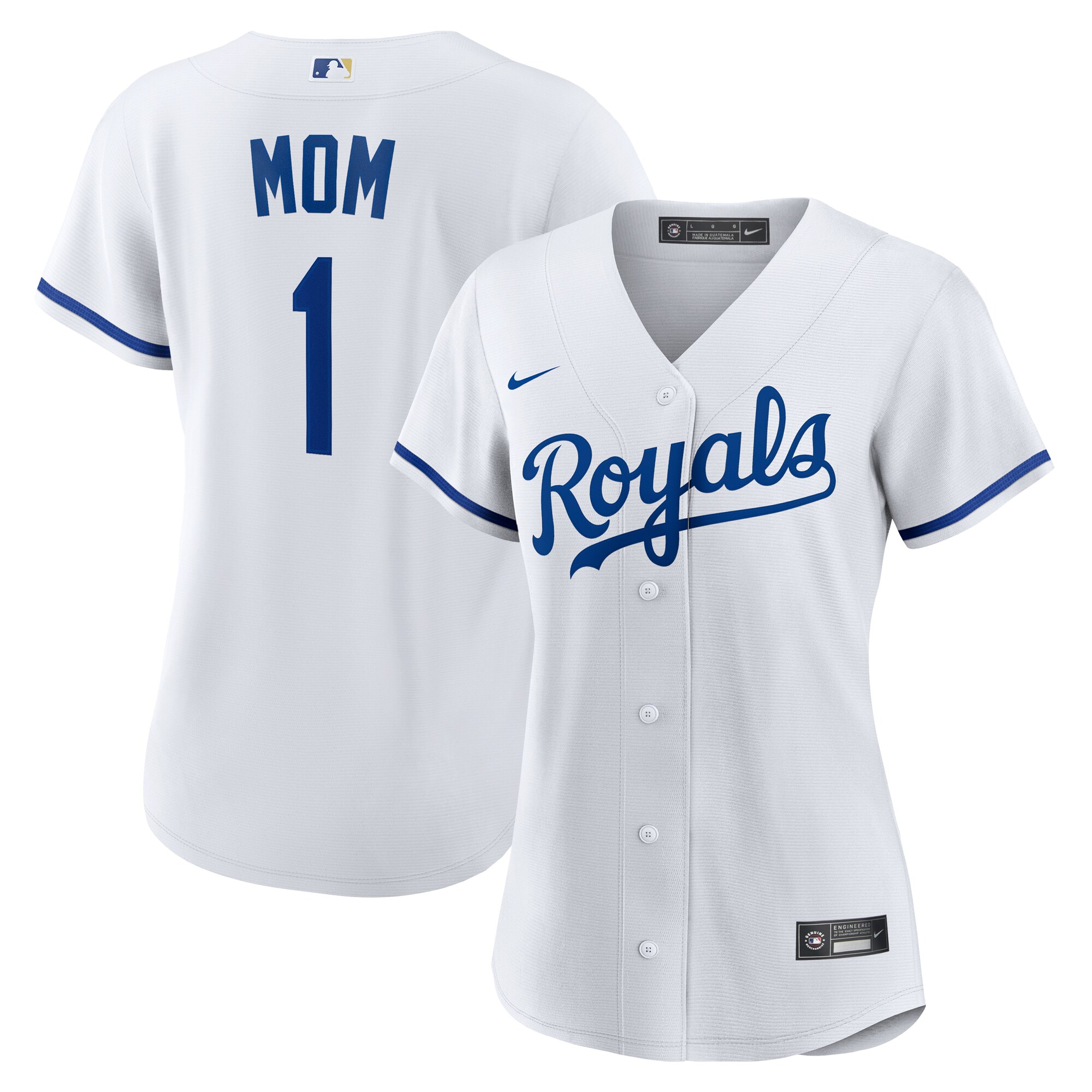 Kansas City Royals White #1 Mom Home MLB Jersey Women's