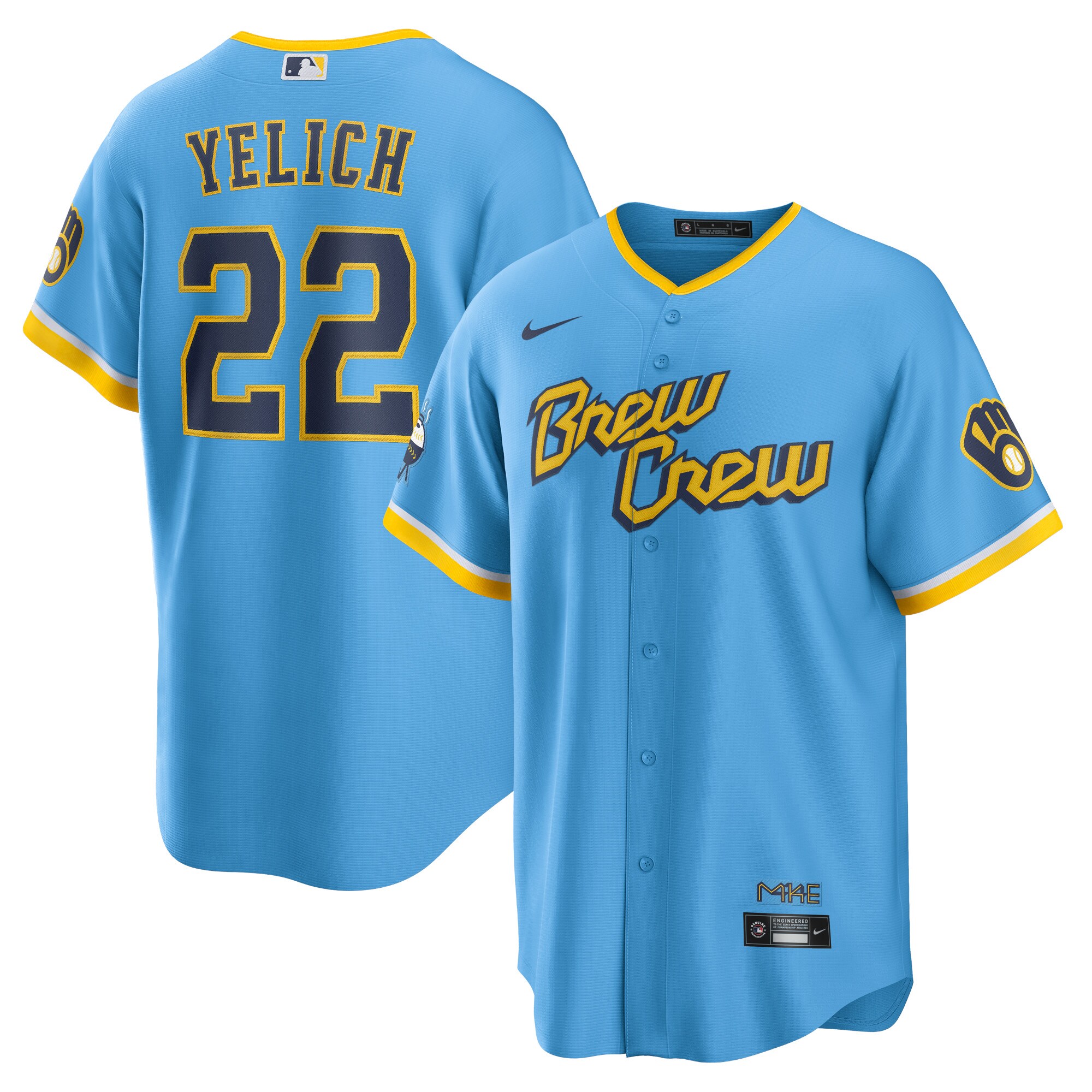 Milwaukee Brewers Christian Yelich Powder Blue City Connect Player MLB Jersey Men's