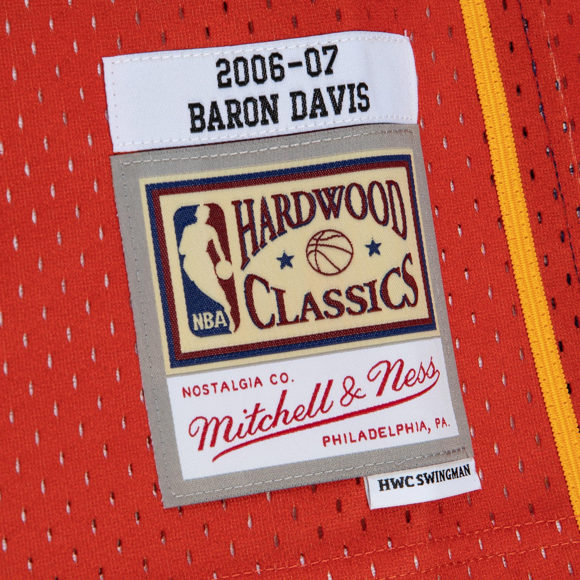 Mitchell Ness Baron Davis Navy/Orange Golden State Warriors 2006/07 Hardwood Classics Fadeaway Swingman Player NBA Jersey Men's