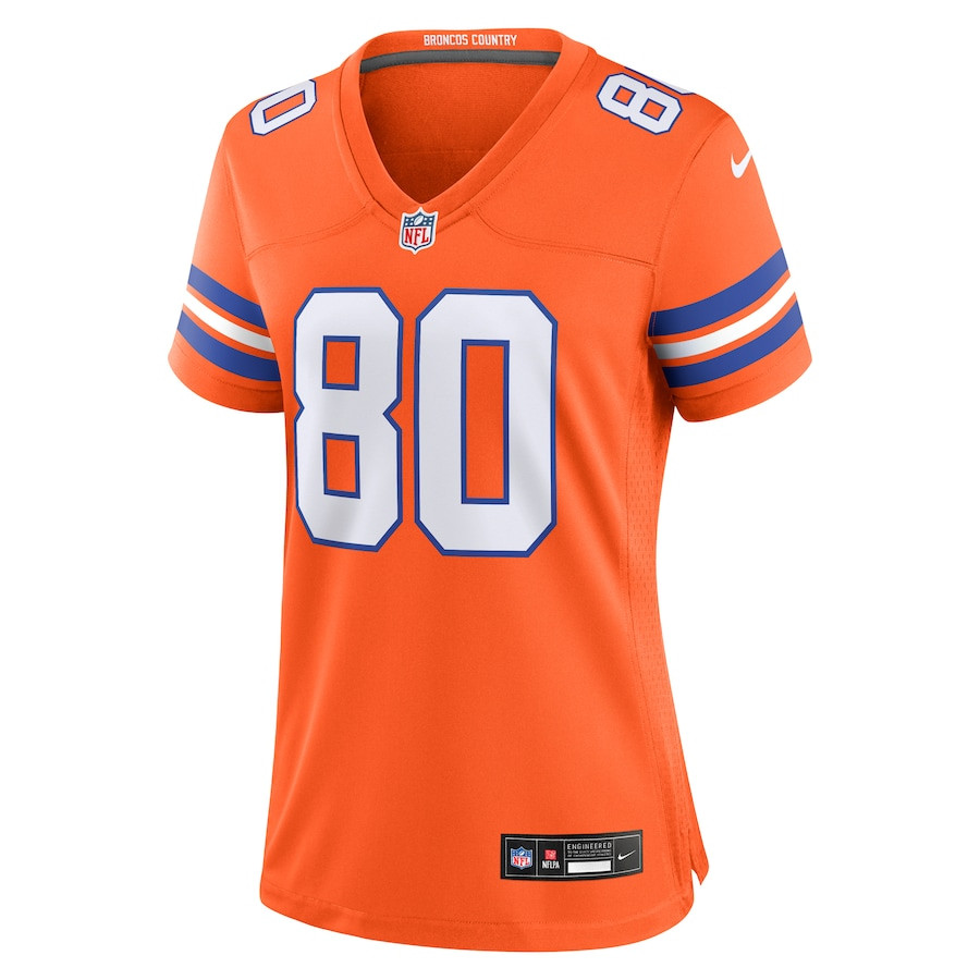 Rod Smith 80 Denver Broncos Mile High Collection 1977 Throwback Retired Player Game Orange NFL Jersey Women's