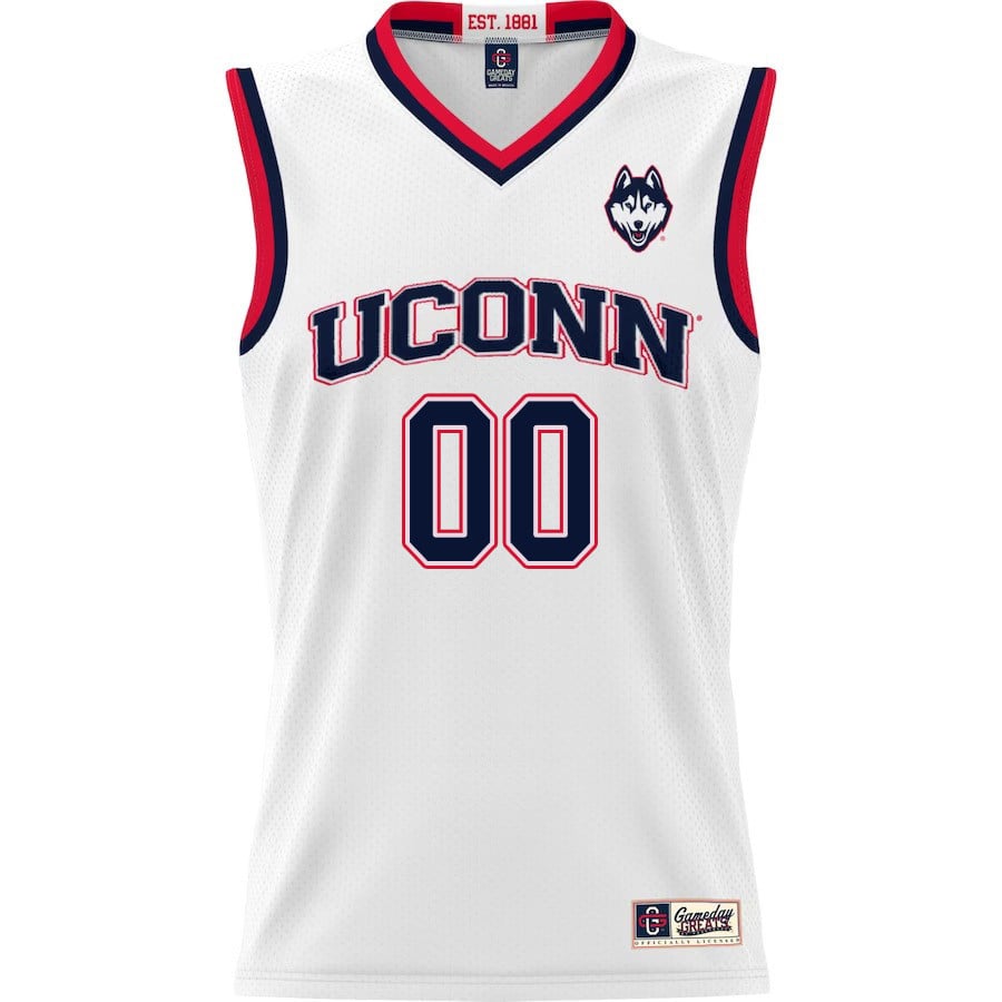 Custom 00 UConn Huskies White NCAA Jersey Men's