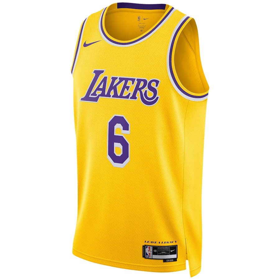 Lebron James 6 Los Angeles Lakers Unisex Swingman Icon Edition Gold NBA Jersey Unisex