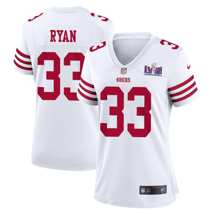 Logan Ryan 33 San Francisco 49ers Super Bowl LVIII Patch Game White NFL Jersey Women's