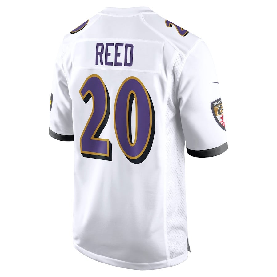 Ed Reed 20 Baltimore Ravens Retired Game White NFL Jersey Men's