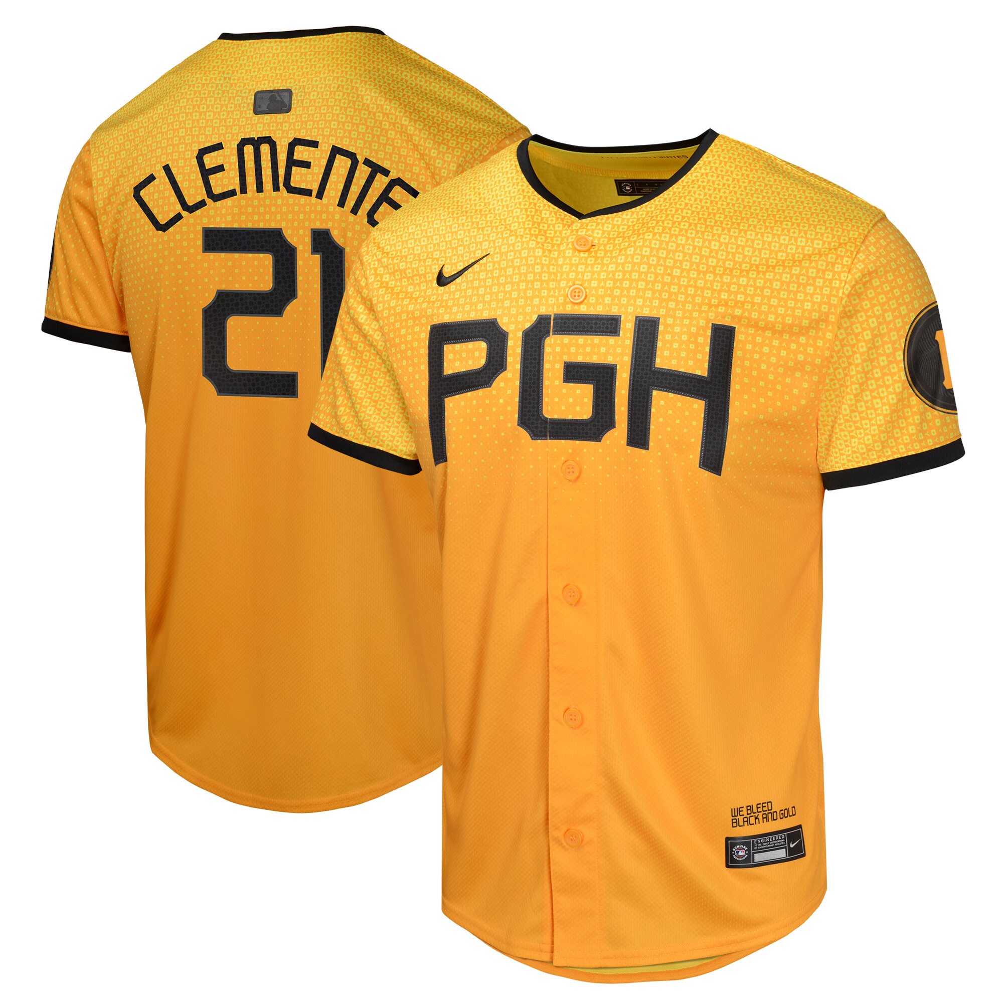Pittsburgh Pirates Roberto Clemente Gold City Connect Limited Player MLB Jersey Youth