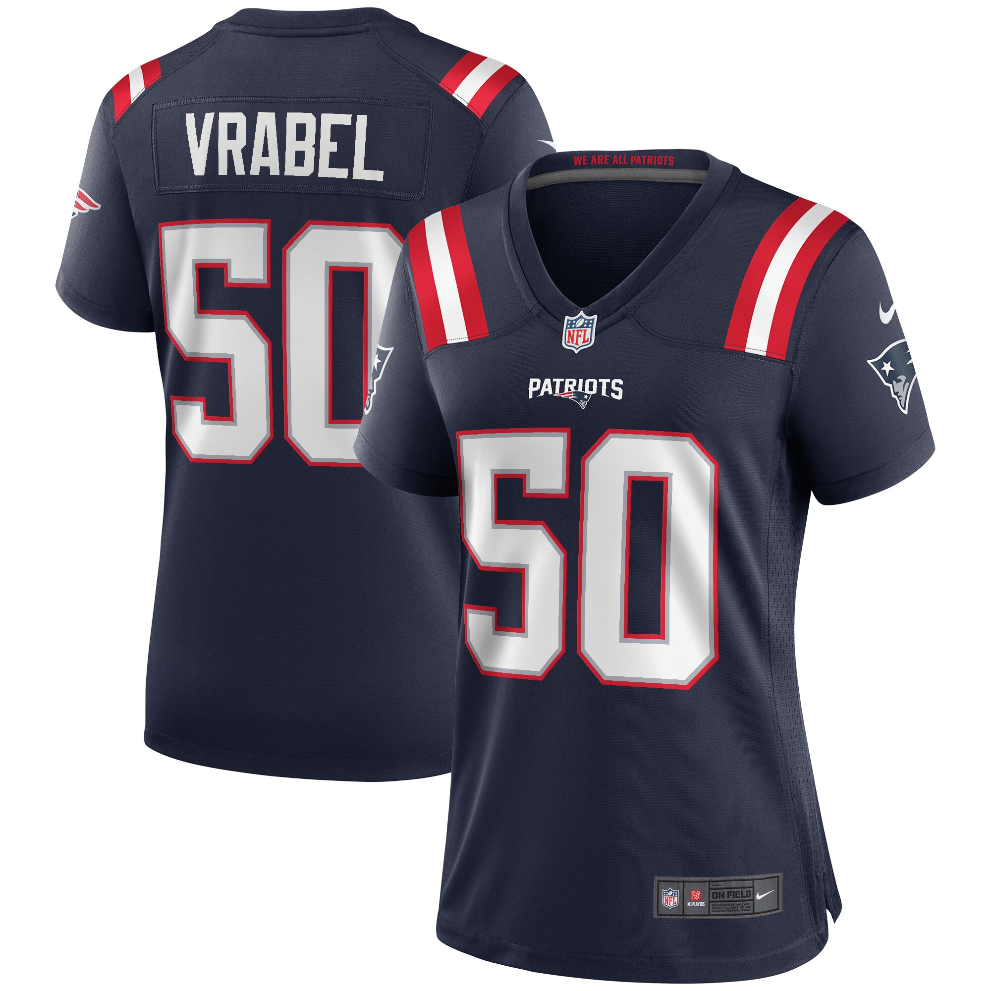 New England Patriots Mike Vrabel Navy Game Retired Player NFL Jersey Women's
