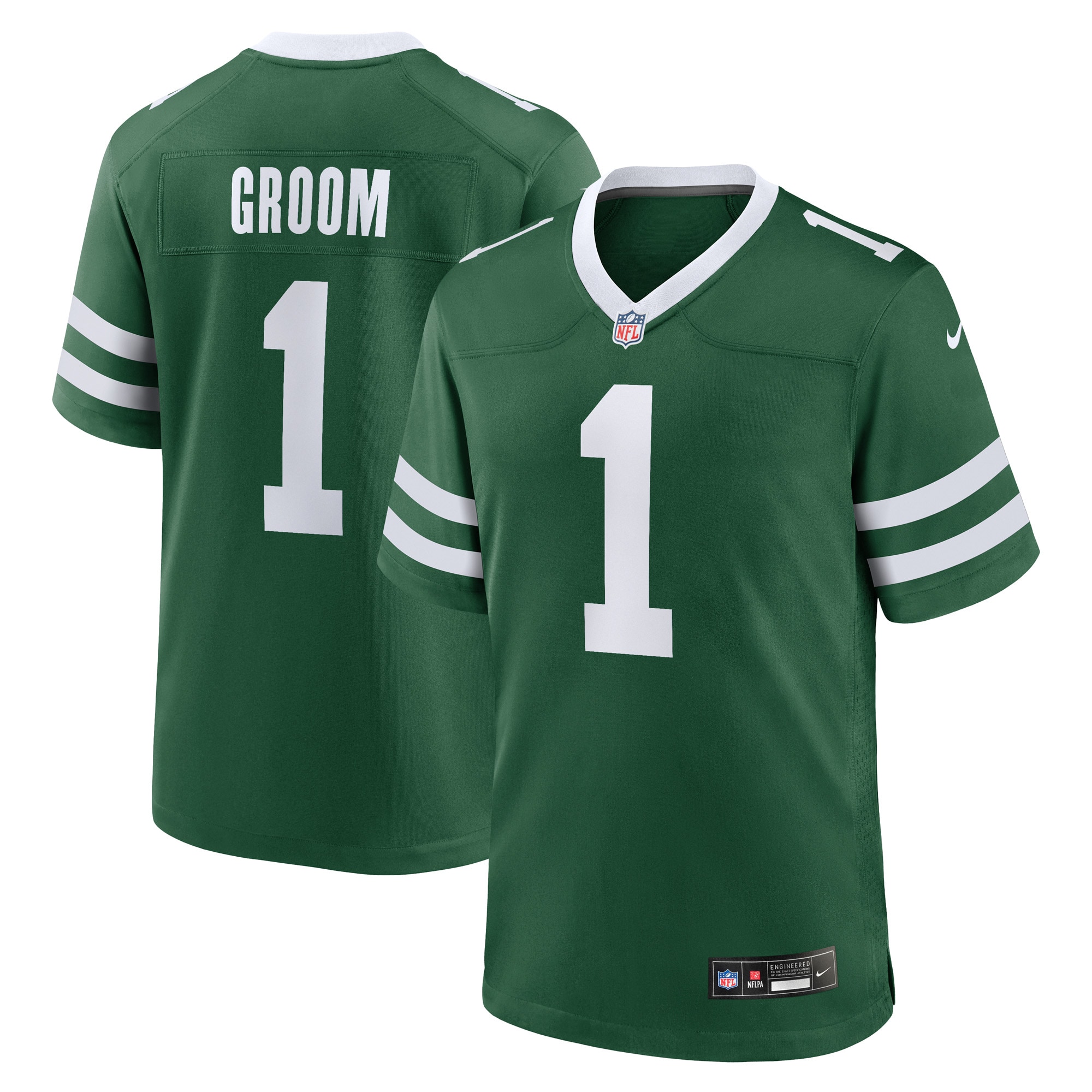 New York Jets Number 1 Groom Legacy Green Game NFL Jersey Men's