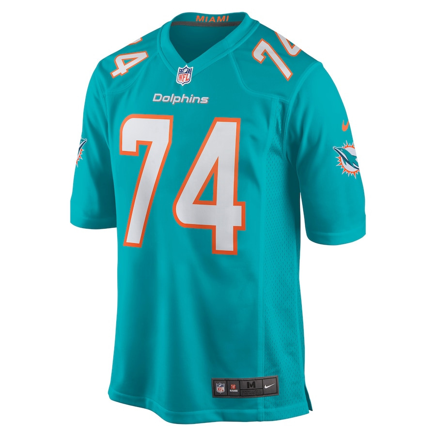 Liam Eichenberg 74 Miami Dolphins Game Aqua NFL Jersey Men's