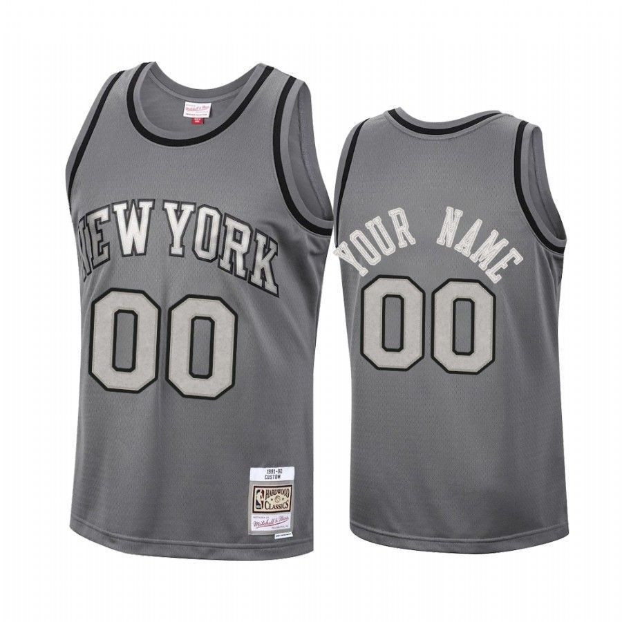 Custom 00 New York Knicks Metal Works Charcoal NBA Jersey Men's