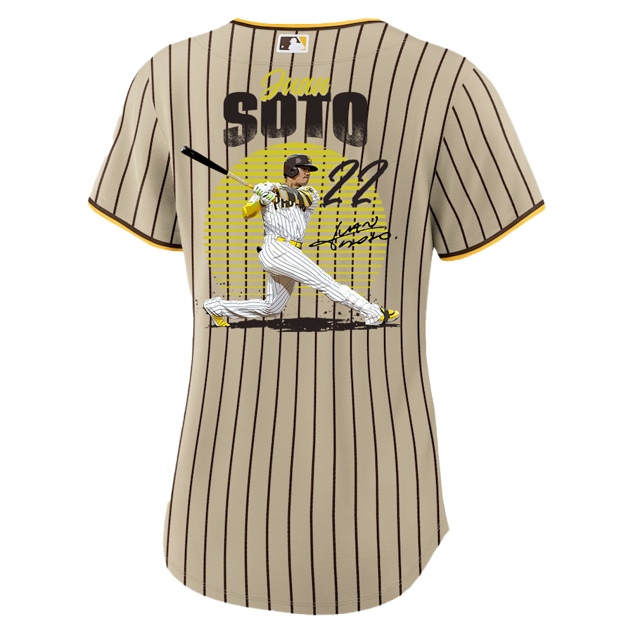 Juan Soto 22 San Diego Padres Signed Hit 2023 Alternate Player Tan MLB Jersey Women's