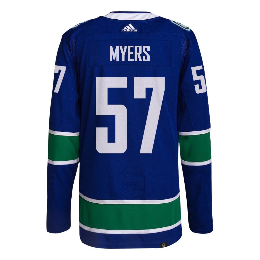 Tyler Myers 57 Vancouver Canucks 2024 Playoffs Patch Home Blue NHL Jersey Men's