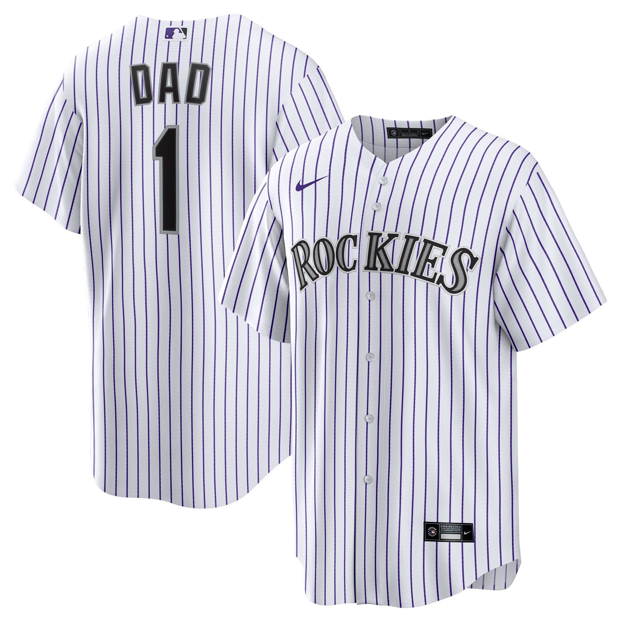 Colorado Rockies White #1 Dad Home MLB Jersey Men's