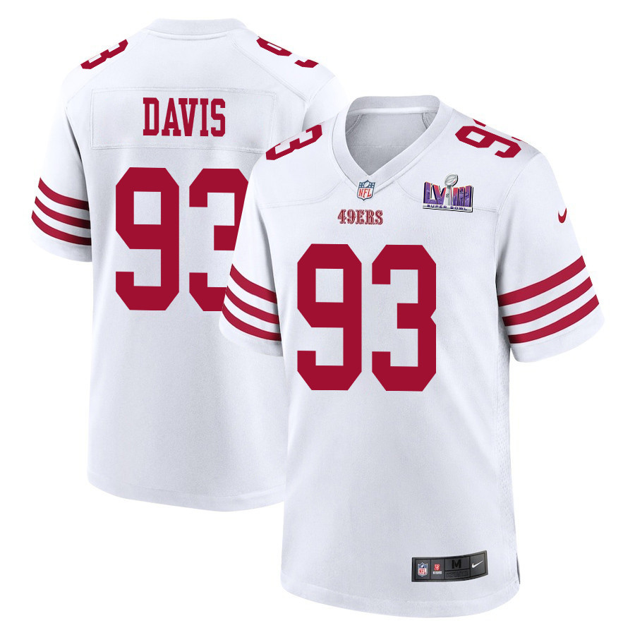 Kalia Davis 93 San Francisco 49ers Super Bowl LVIII Patch Game White NFL Jersey Men's