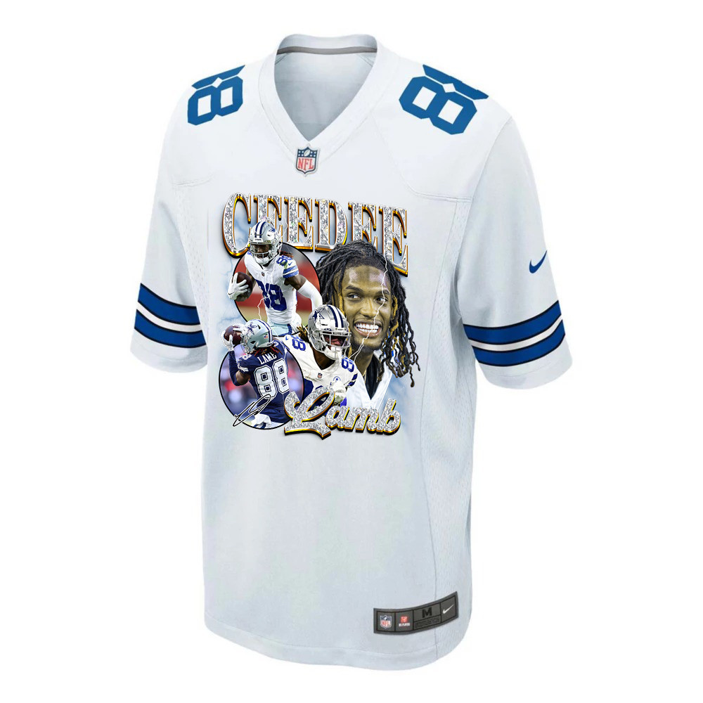 CeeDee Lamb 88 Dallas Cowboys Cee Works Hard Home Game White NFL Jersey Men's