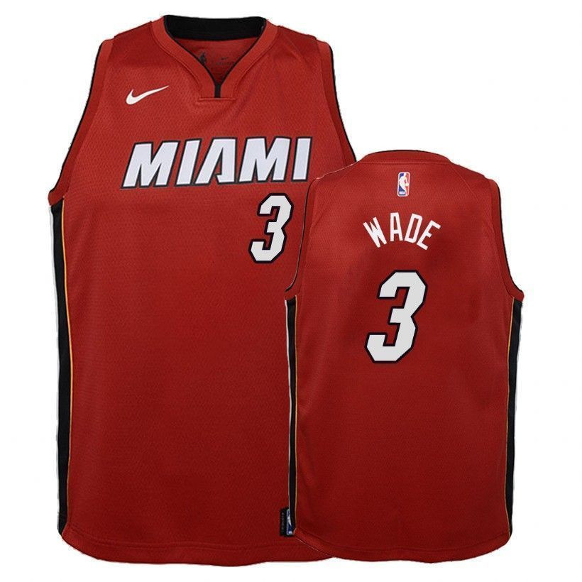 Miami Heat Dwyane Wade 3 Statet Red NBA Jersey Youth
