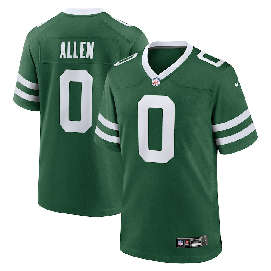 Braelon Allen 0 New York Jets Team Game Legacy Green NFL Jersey Men's