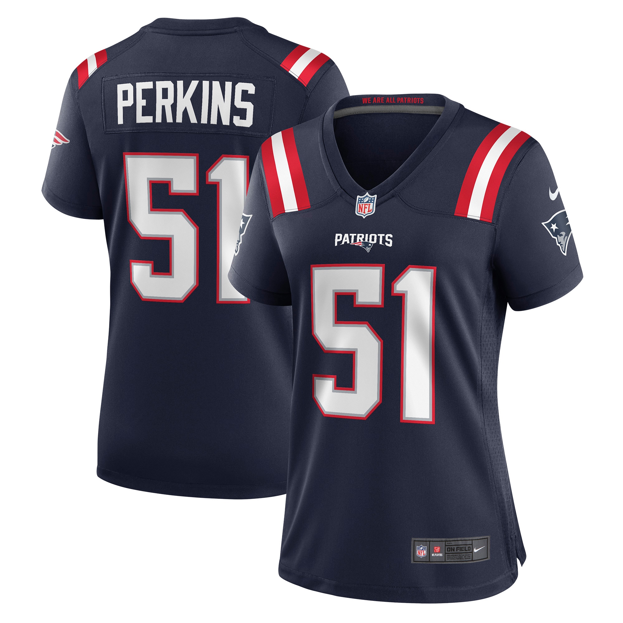 New England Patriots Ronnie Perkins Navy Game NFL Jersey Women's
