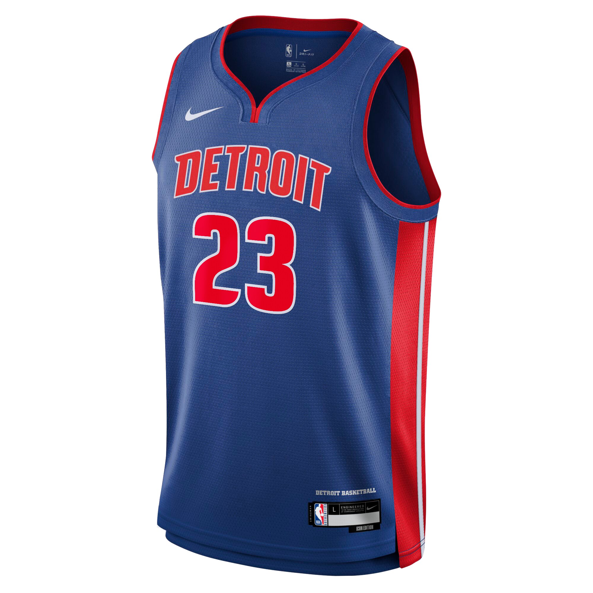 Camiseta Icon Swingman de los Detroit Pistons Azul Jaden Ivey NBA Jersey Men's