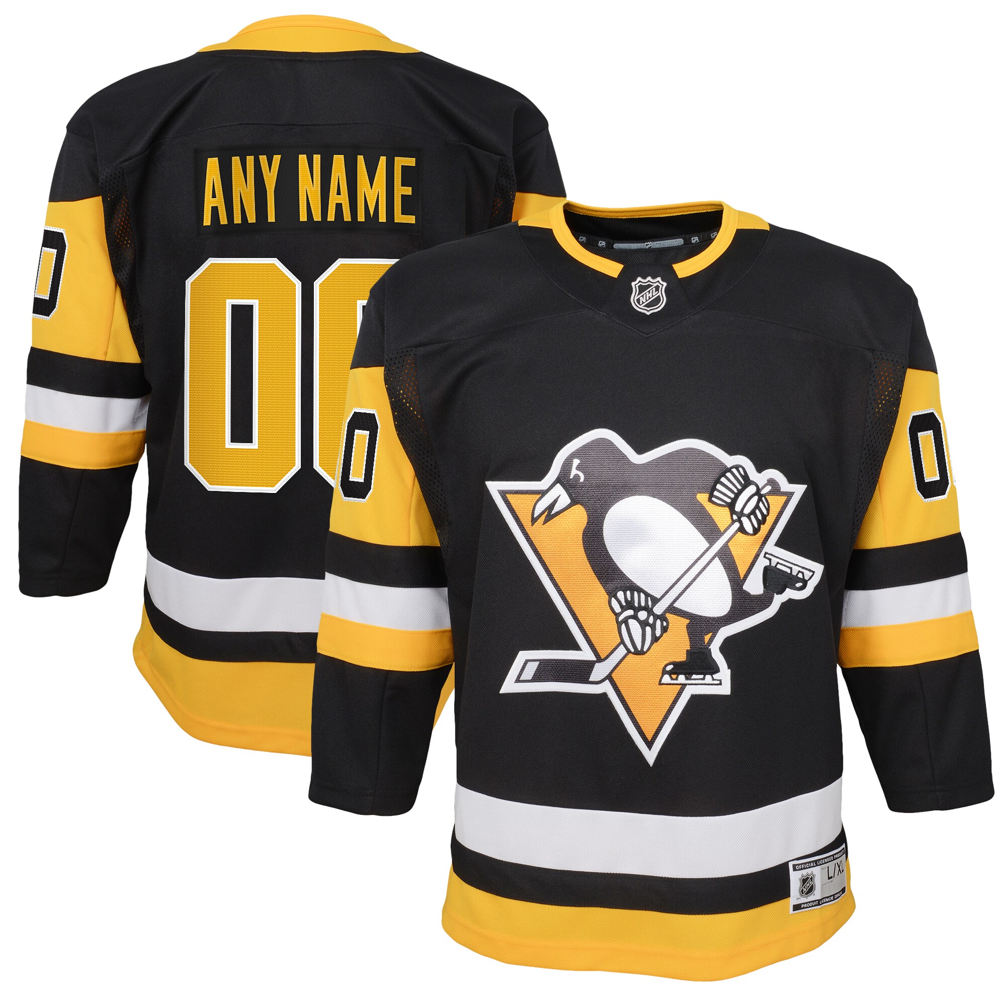 Pittsburgh Penguins Black Home Premier Custom NHL Jersey Youth