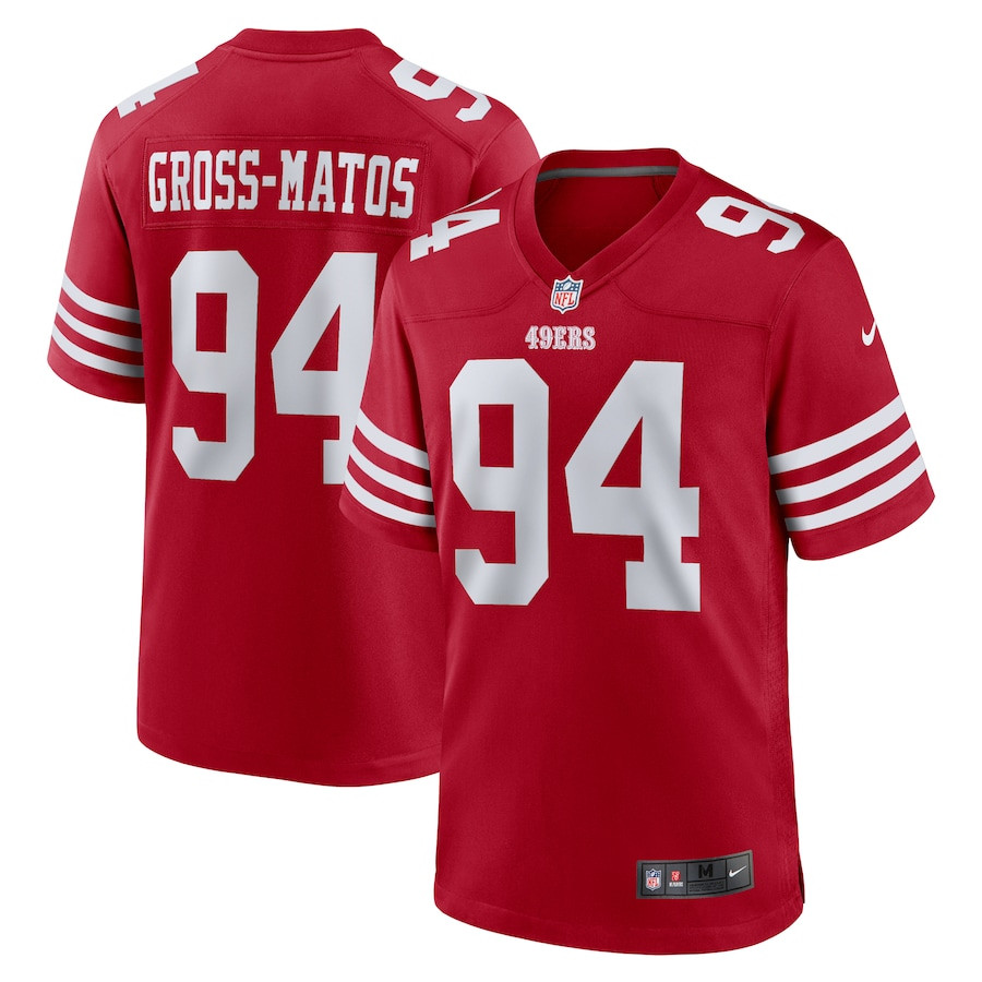 Yetur Gross-Matos 94 San Francisco 49ers Team Game Scarlet NFL Jersey Men's