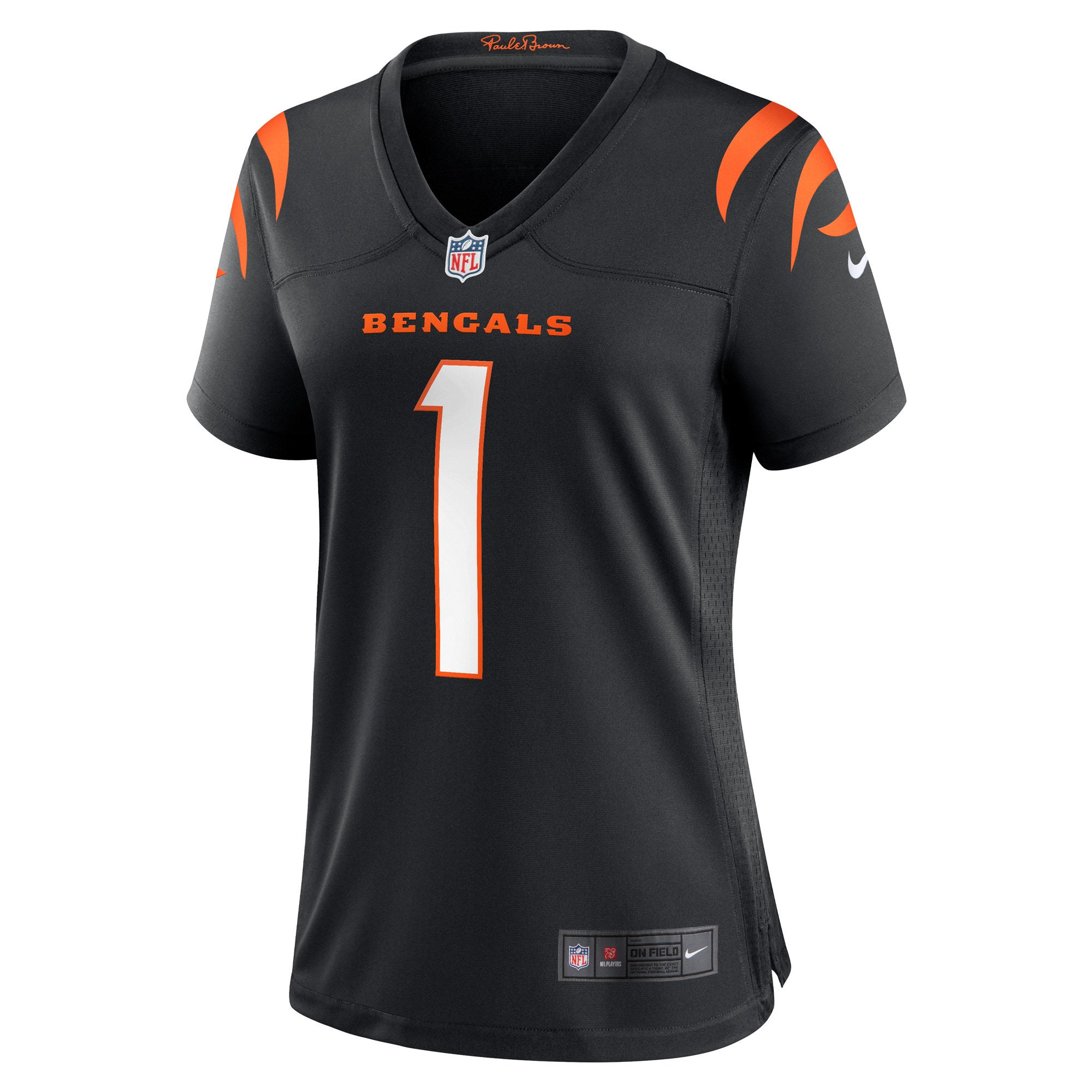 Cincinnati Bengals Number 1 Bride Black Game NFL Jersey Women's