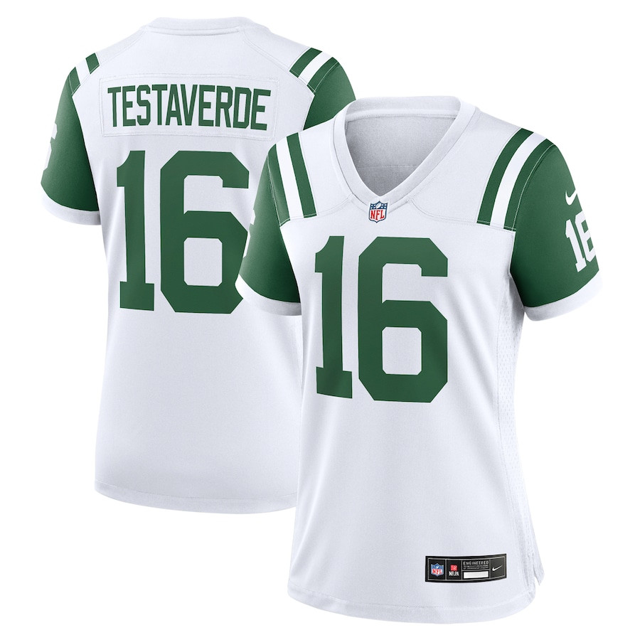 Vinny Testaverde 16 New York Jets Classic Alternate Retired Player Game White NFL Jersey Women's