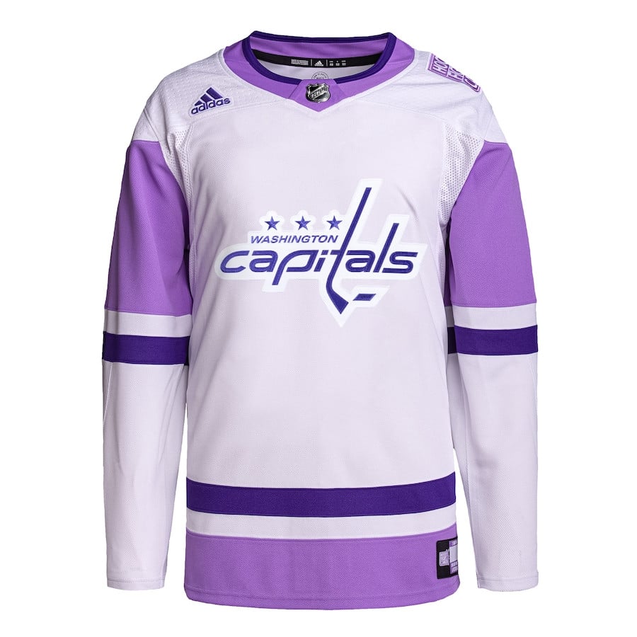 Washington Capitals Fights Cancer Primegreen White/Purple NHL Jersey Men's