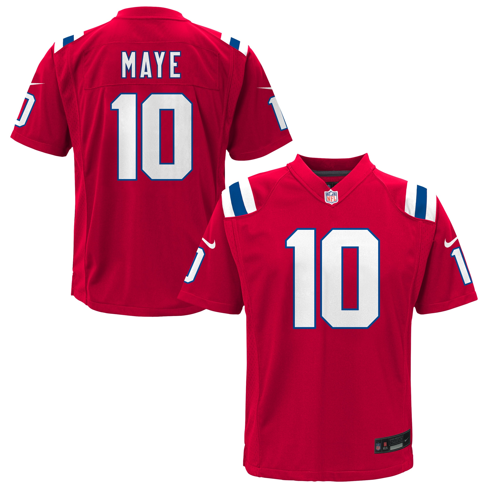 New England Patriots Drake Maye Red Alternate Game NFL Jersey Youth