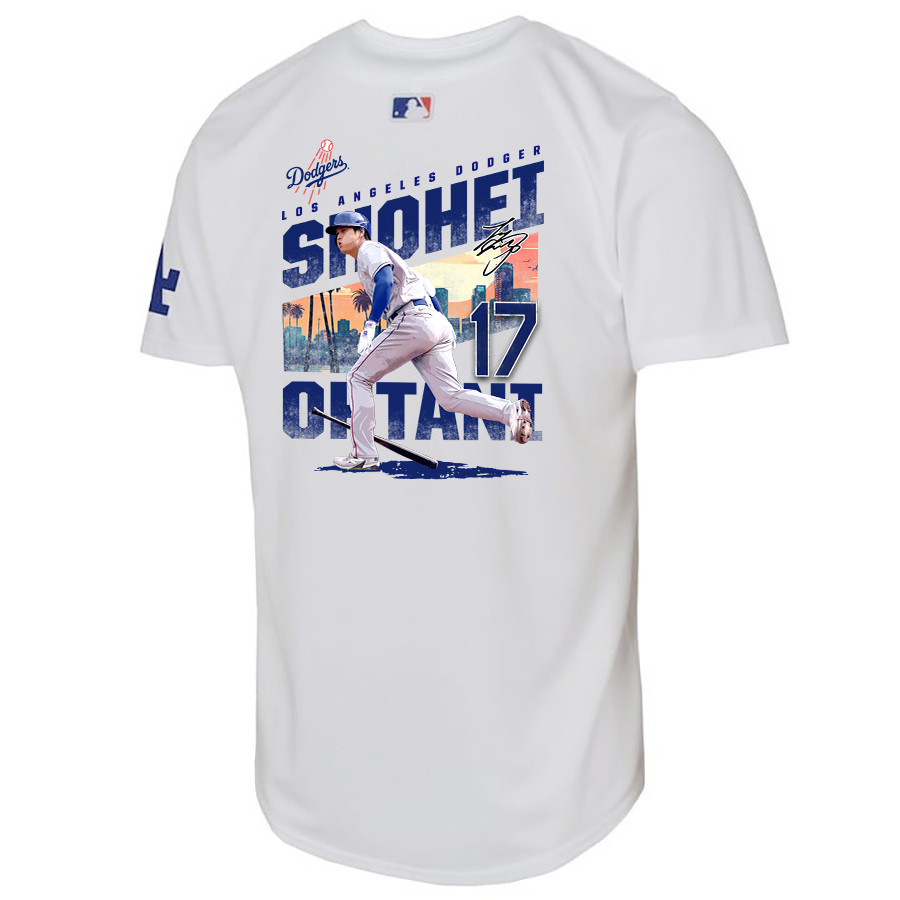 Shohei Ohtani 17 Los Angeles Dodgers Signed Homerun 2023 Home White MLB Jersey Youth