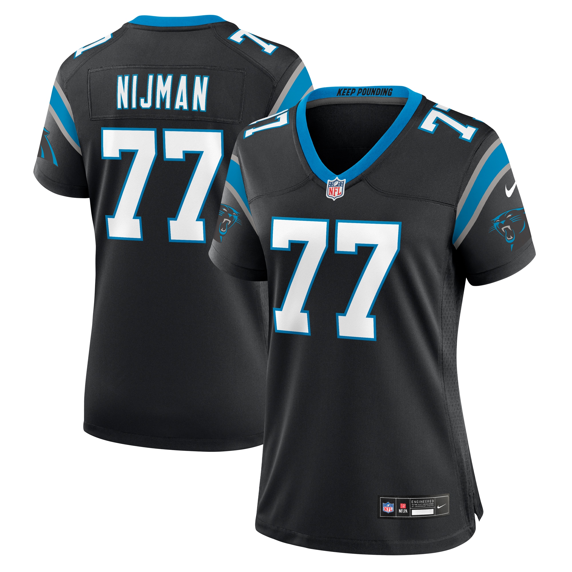 Carolina Panthers Yosh Nijman Black Game NFL Jersey Women's