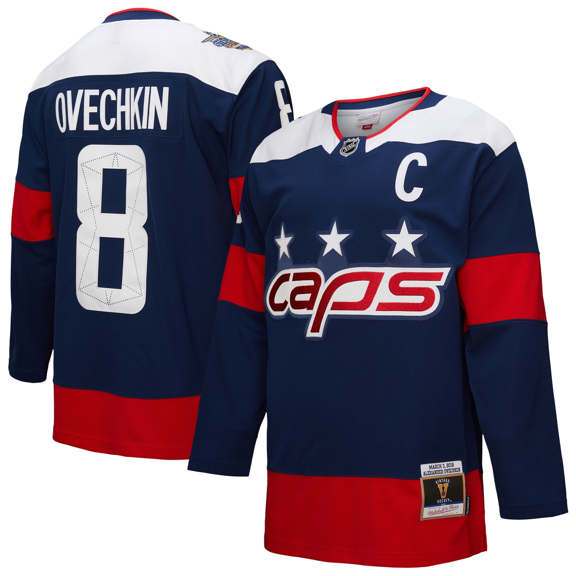 Washington Capitals Alexander Ovechkin Mitchell Ness Navy Power Play NHL Jersey Men's
