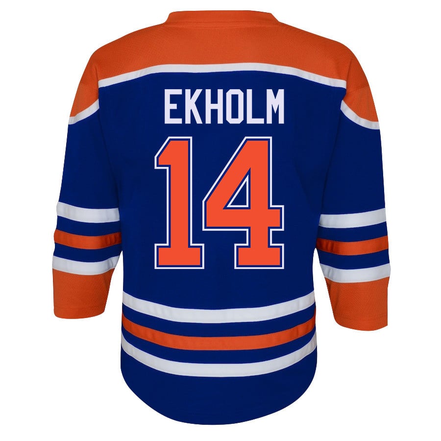 Mattias Ekholm 14 Edmonton Oilers 2024 STANLEY CUP Final Home Royal NHL Jersey Youth
