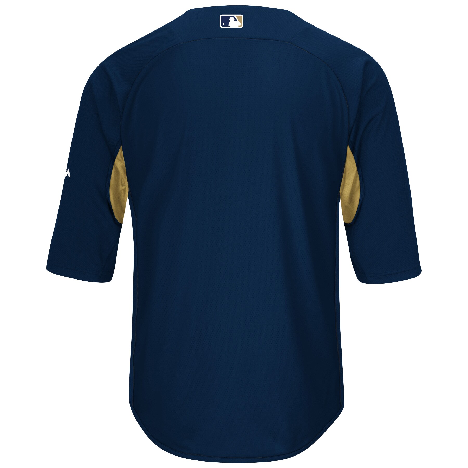 Milwaukee Brewers Majestic Navy/Gold Collection On-Field 3/4-Sleeve Batting Practice MLB Jersey Men's