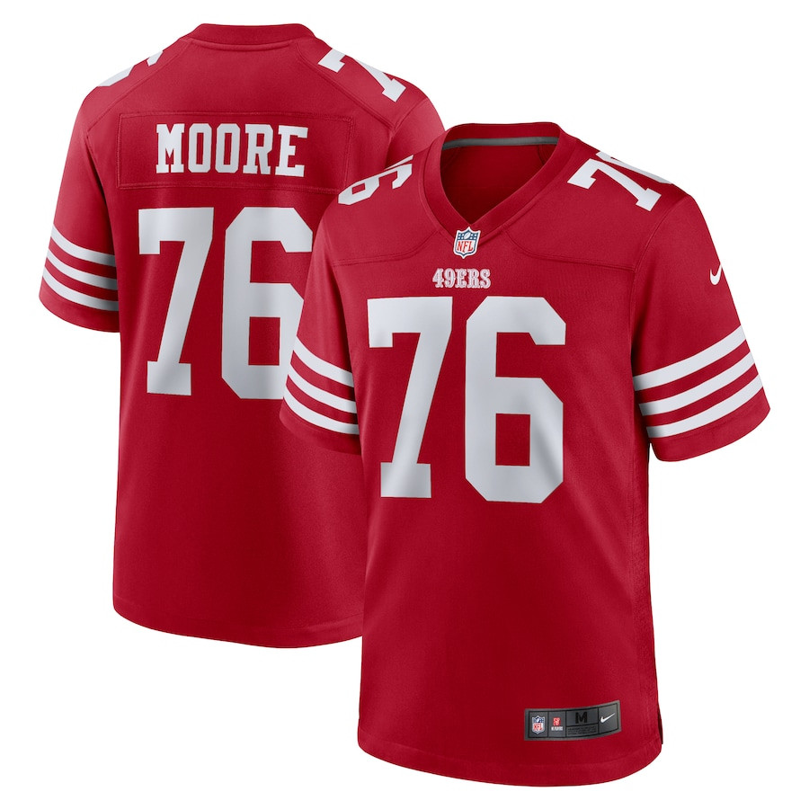 Jaylon Moore 76 San Francisco 49ers Game Scarlet NFL Jersey Men's
