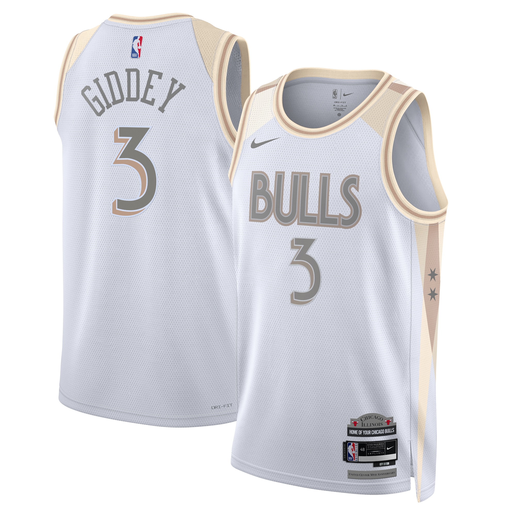 Chicago Bulls City Edition Swingman 202 White Josh Gidde Unisex NBA Jersey Unisex