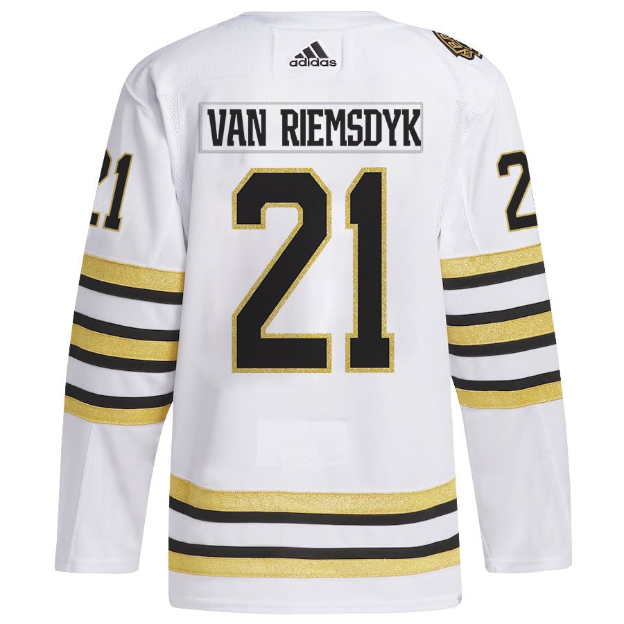 James van Riemsdyk 21 Boston Bruins 2024 Playoffs Patch Away White NHL Jersey Men's