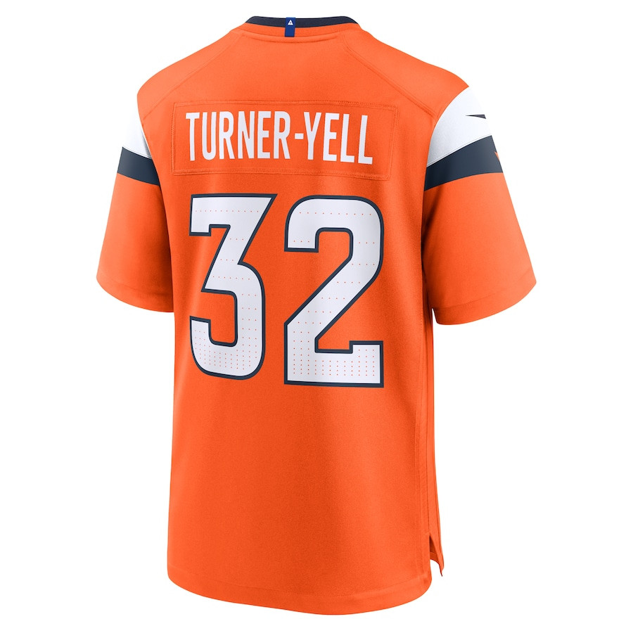 Delarrin Turner-Yell 32 Denver Broncos Team Game Orange NFL Jersey Men's