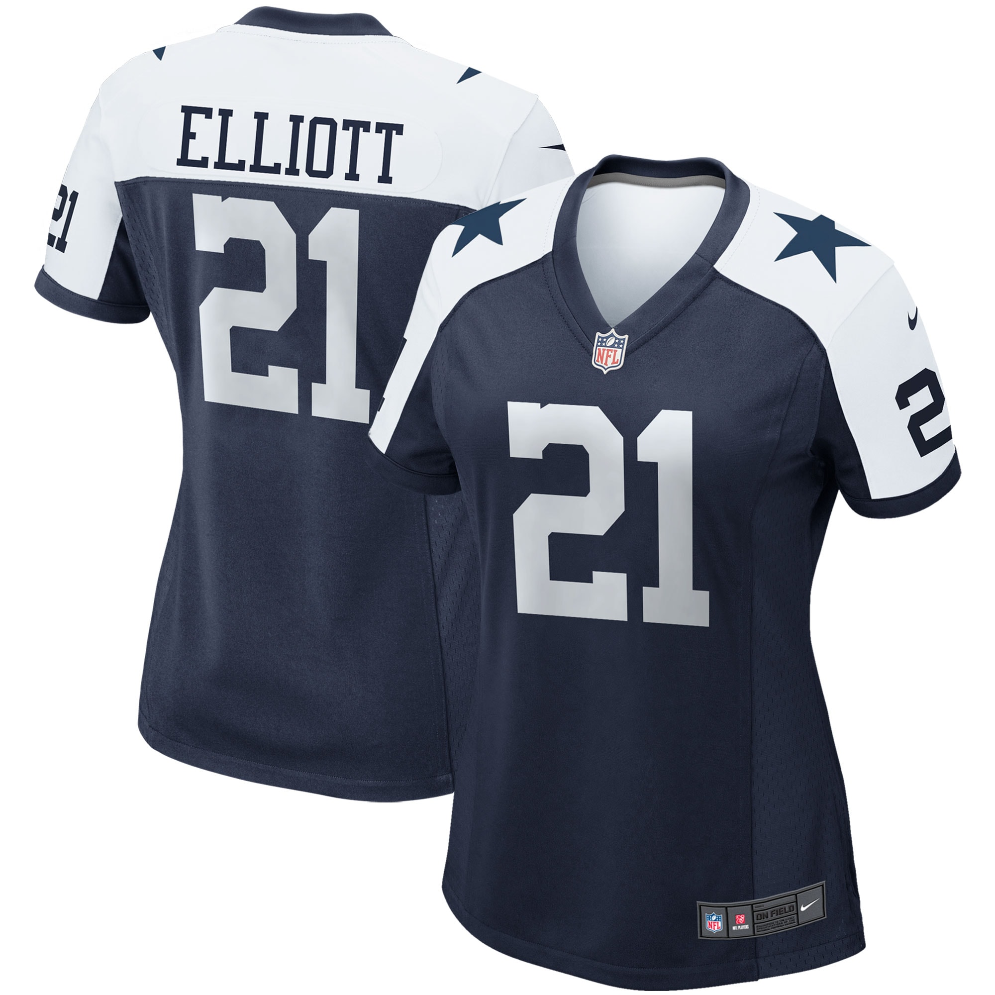 Dallas Cowboys Ezekiel Elliott Navy Alternate Game Team NFL Jersey Women's