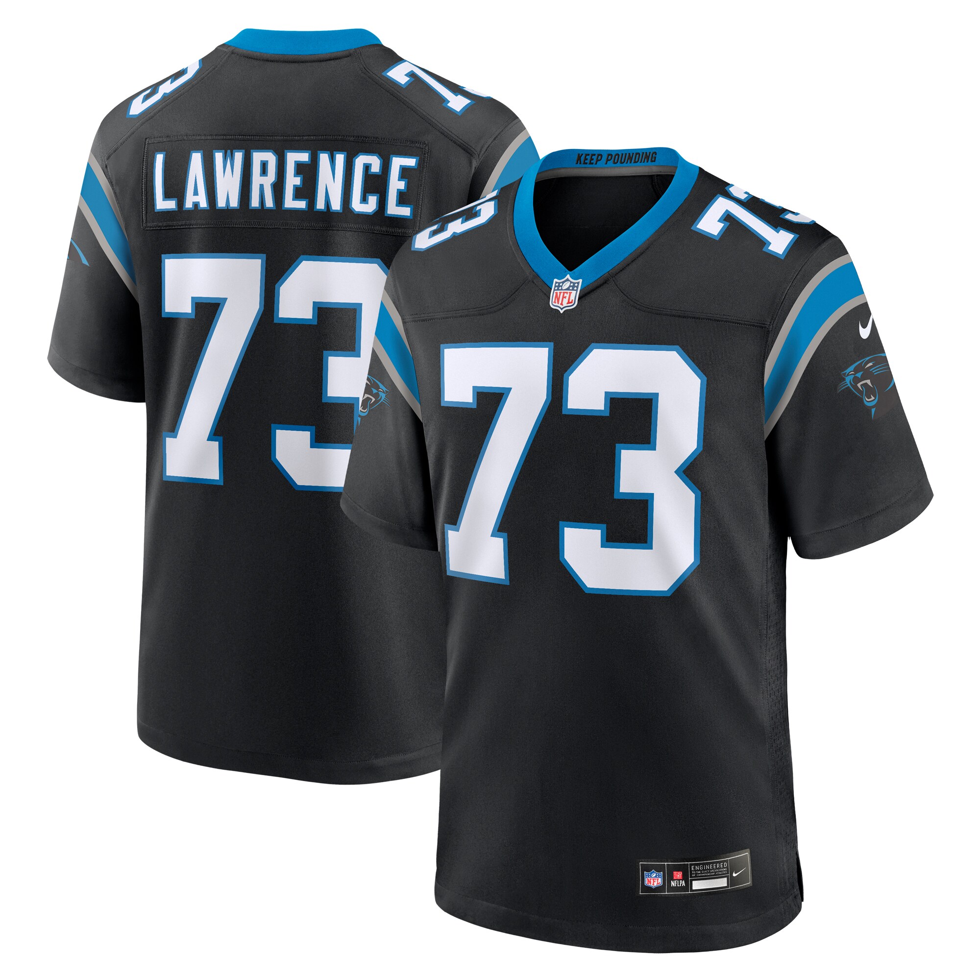 Carolina Panthers Rashard Lawrence Black Game NFL Jersey Men's