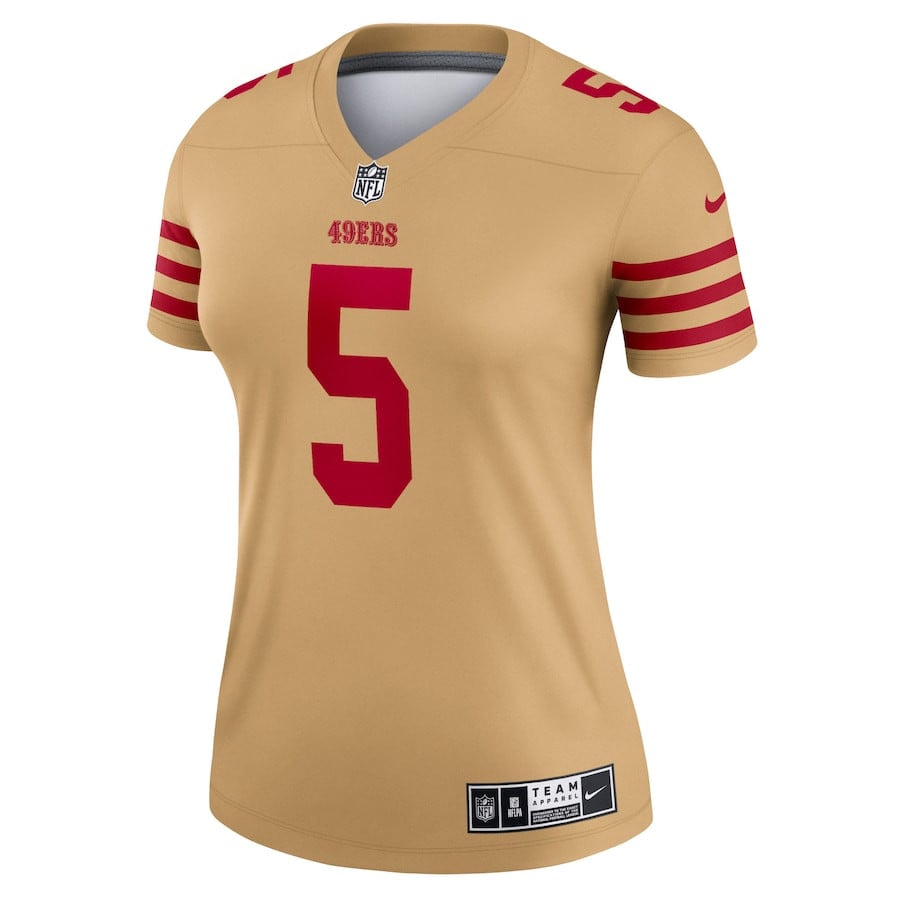 Trey Lance 5 San Francisco 49ers Team Inverted Legend Gold NFL Jersey Women's