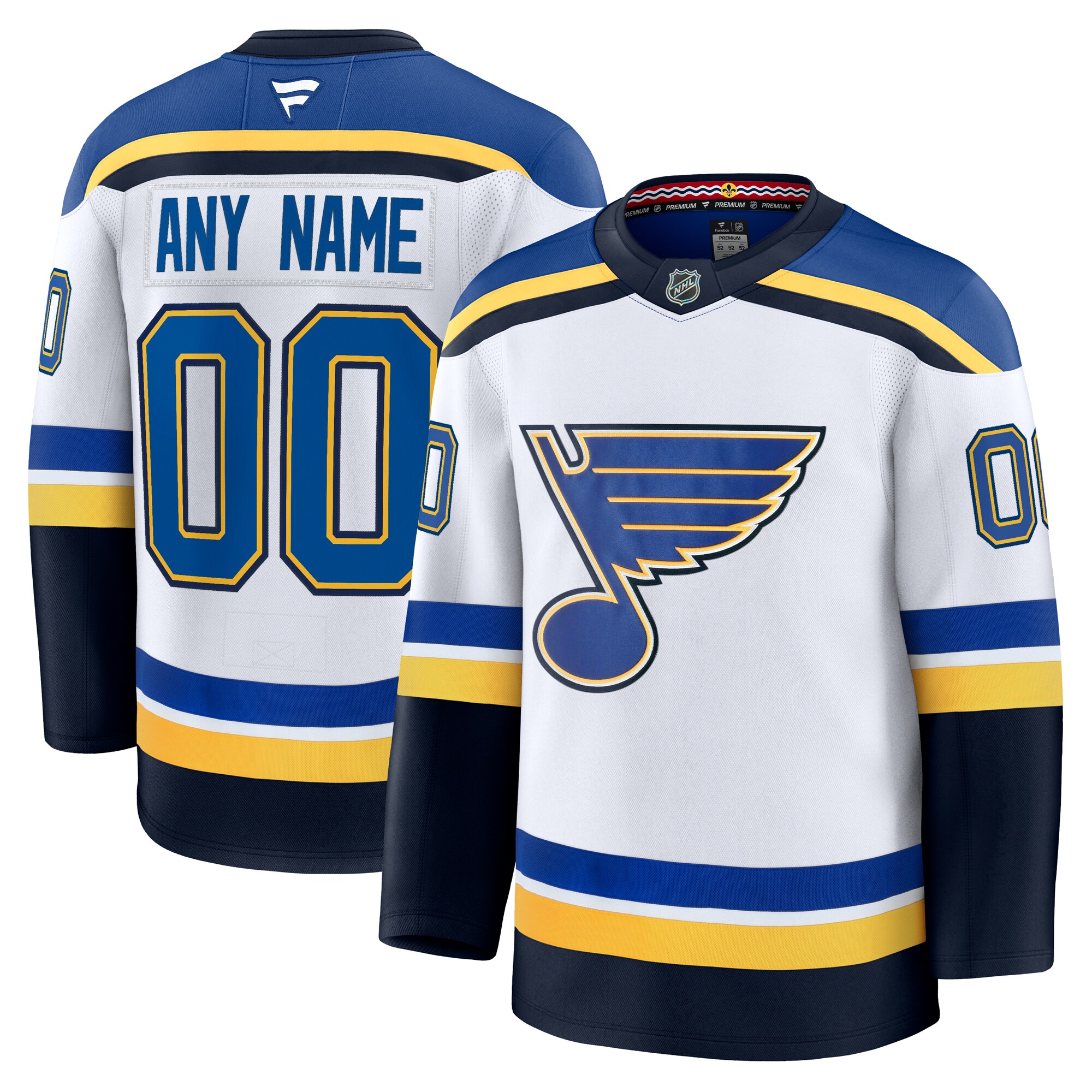 St. Louis Blues White Away Premium Custom NHL Jersey Men's