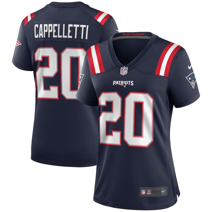 Gino Cappelletti 20 New England Patriots Game Retired Navy NFL Jersey Women's