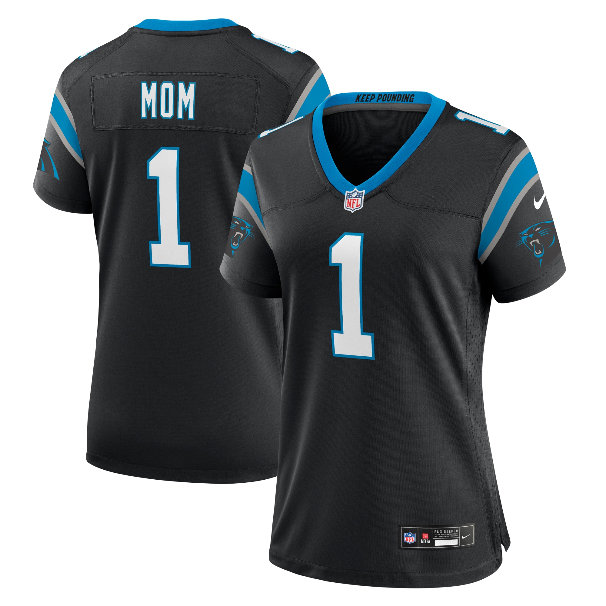Carolina Panthers Number 1 Mom Black Game NFL Jersey Women's