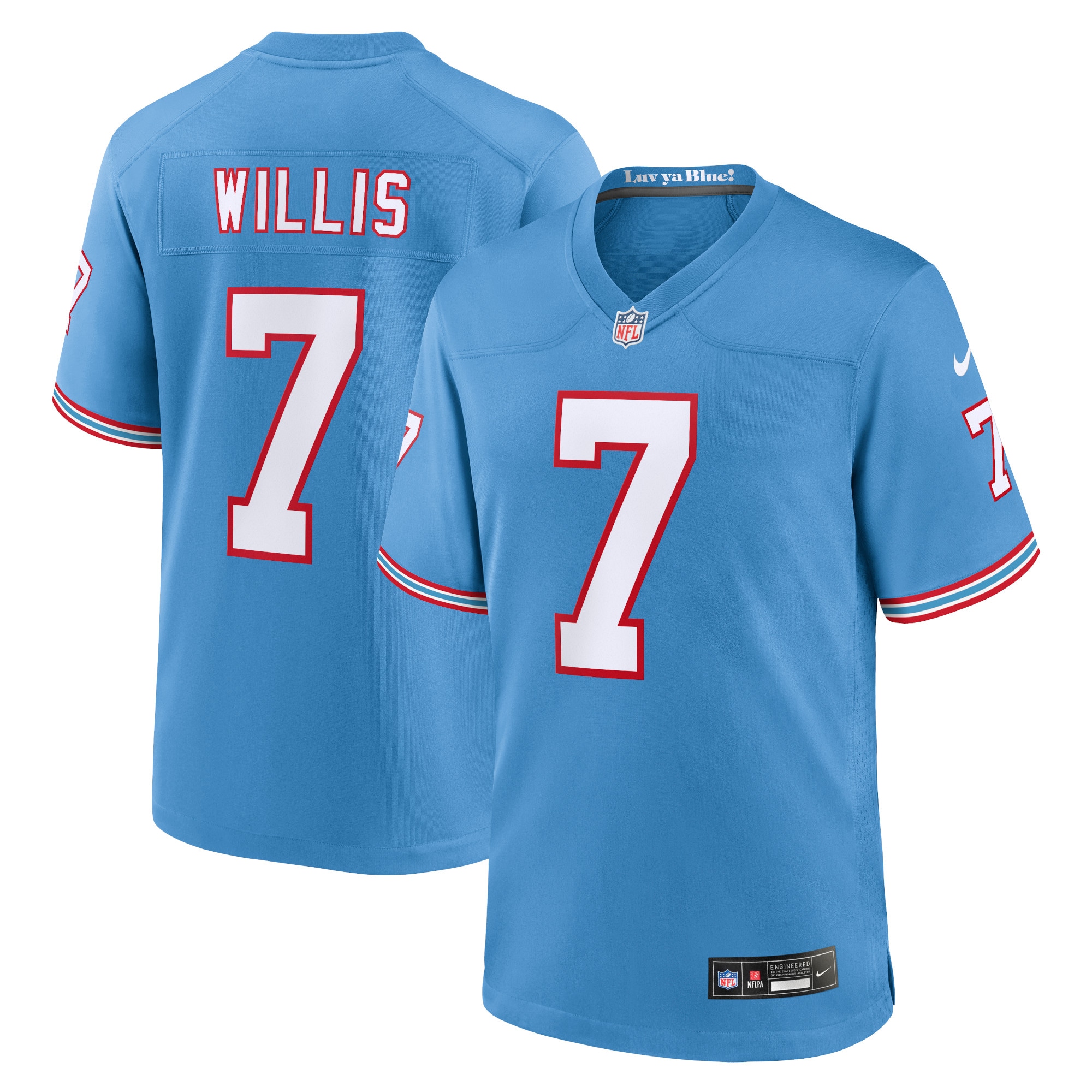 Tennessee Titans Malik Willis Light Blue Game NFL Jersey Youth