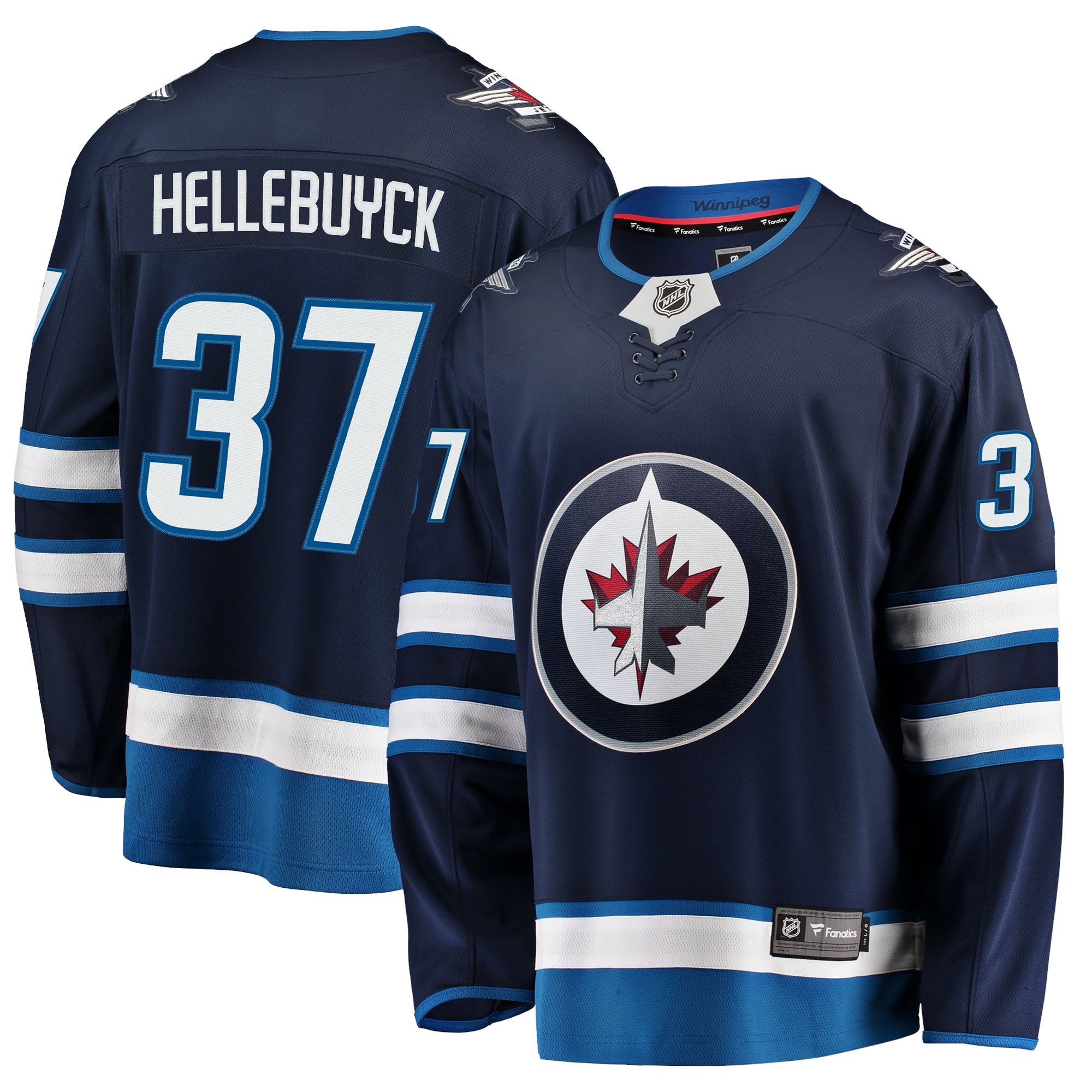 Winnipeg Jets Connor Hellebuyck Navy Breakaway NHL Jersey Men's