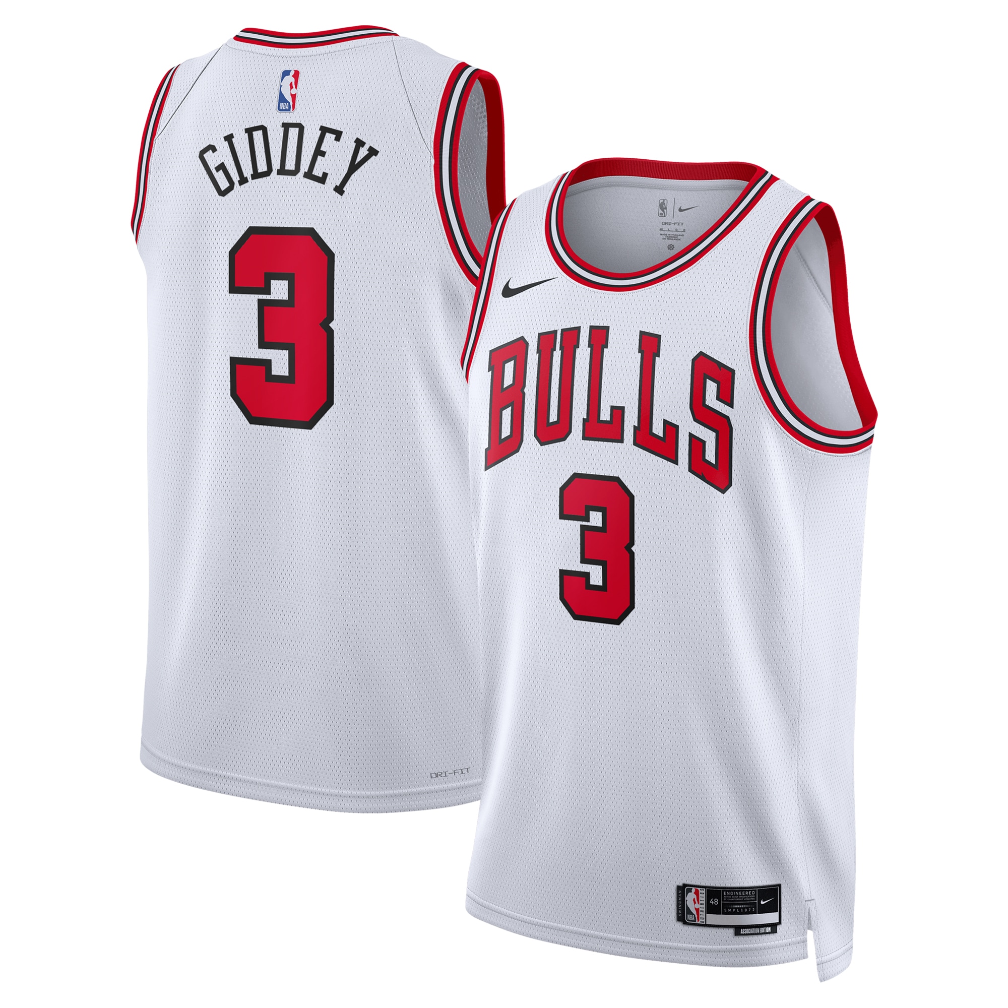 Chicago Bulls Association Edition Swingman White Josh Gidde Unisex NBA Jersey Unisex