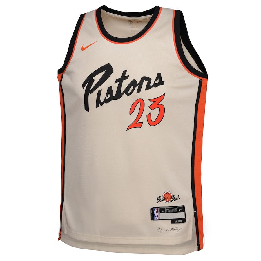 Jaden Ivey 23 Detroit Pistons 2024/25 Swingman Playe City Edition Cream NBA Jersey Youth