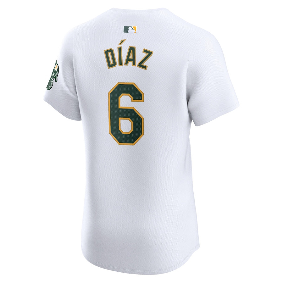 Aledmys Diaz 6 Oakland Athletics Home Elite Player White MLB Jersey Men's