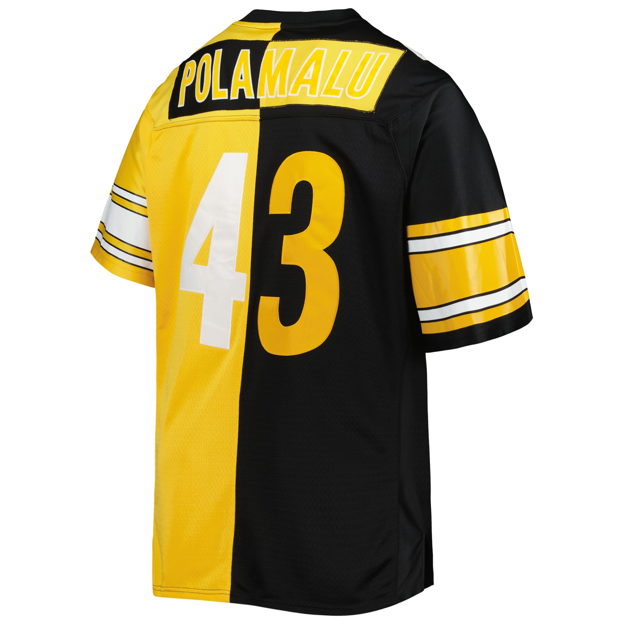 Pittsburgh Steelers Troy Polamalu Mitchell Ness Black/Gold Big Tall Split Legacy Retired Player NFL Jersey Men's