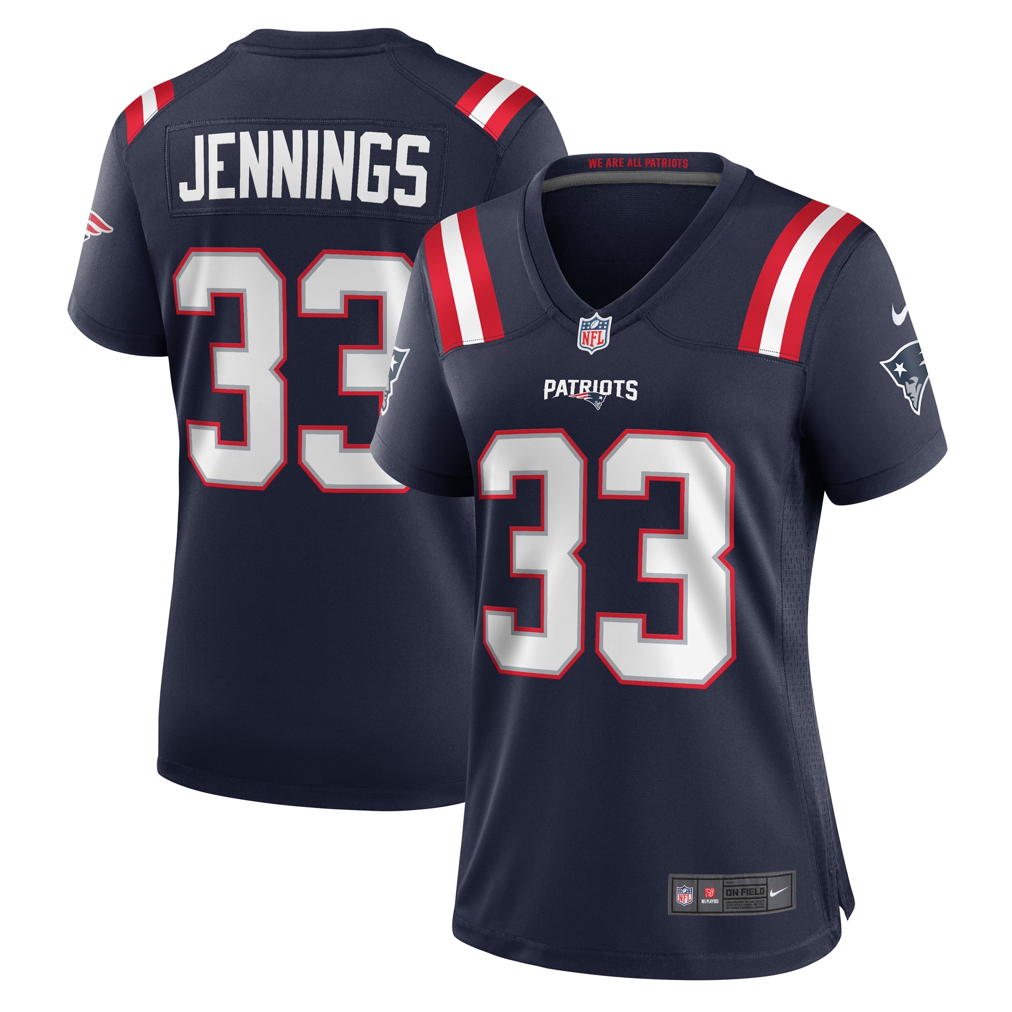 New England Patriots Anfernee Jennings Navy Team Game NFL Jersey Women's